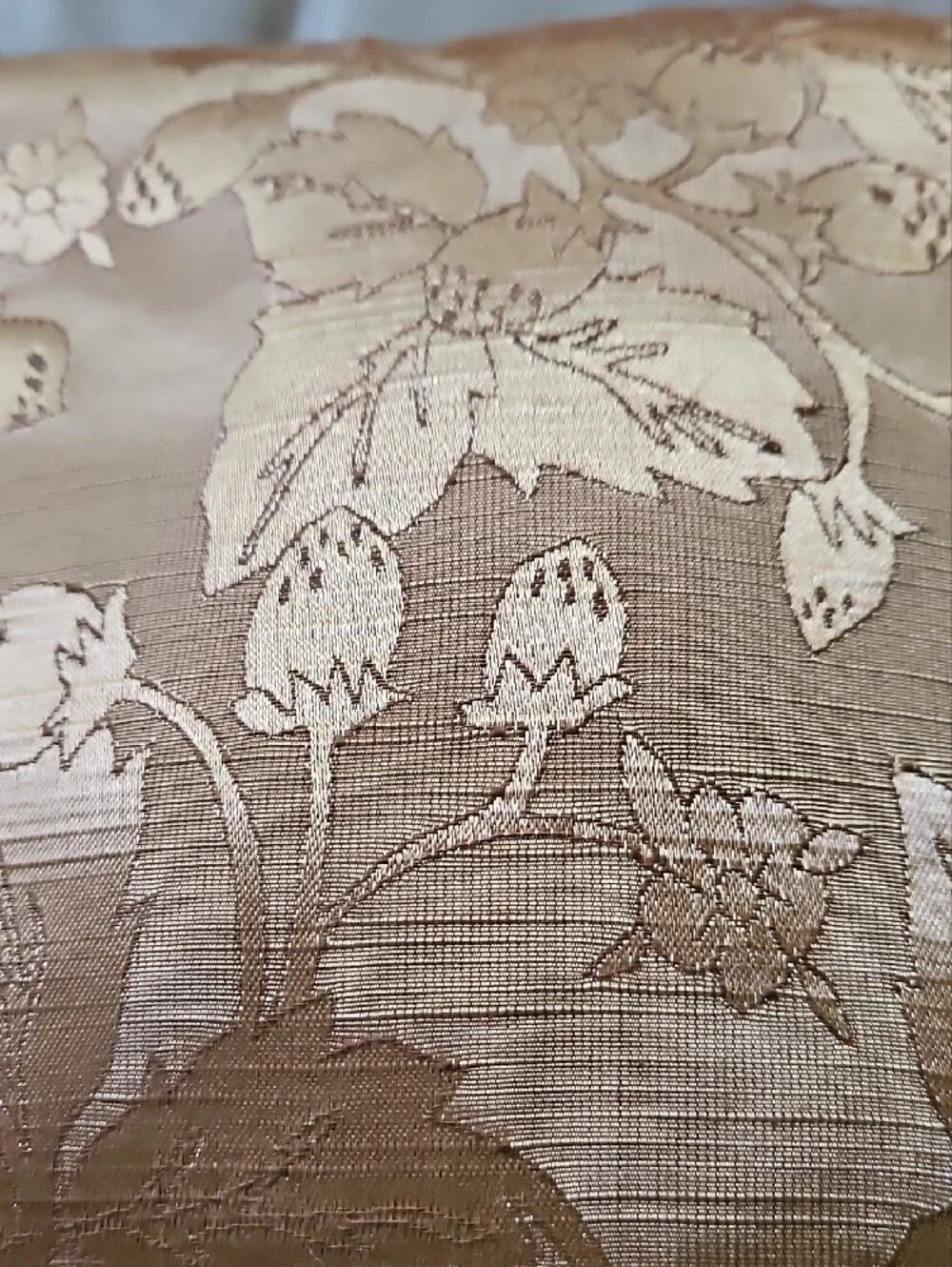 Gold Floral Beaded Accent Pillow Handmade